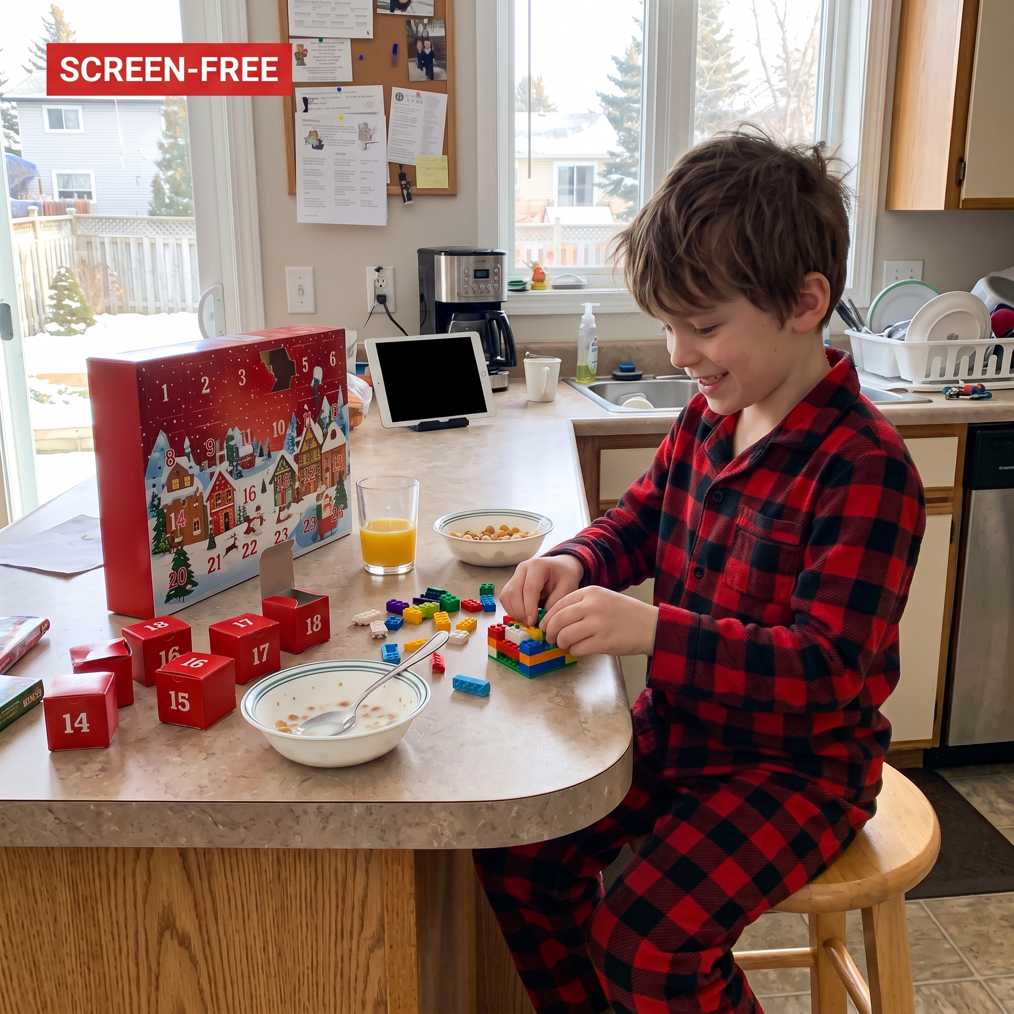 Screen-free mornings — the tablet stays off