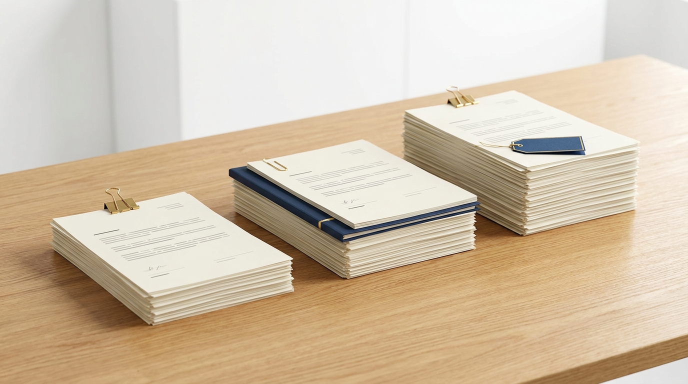 Case review process documents on desk
