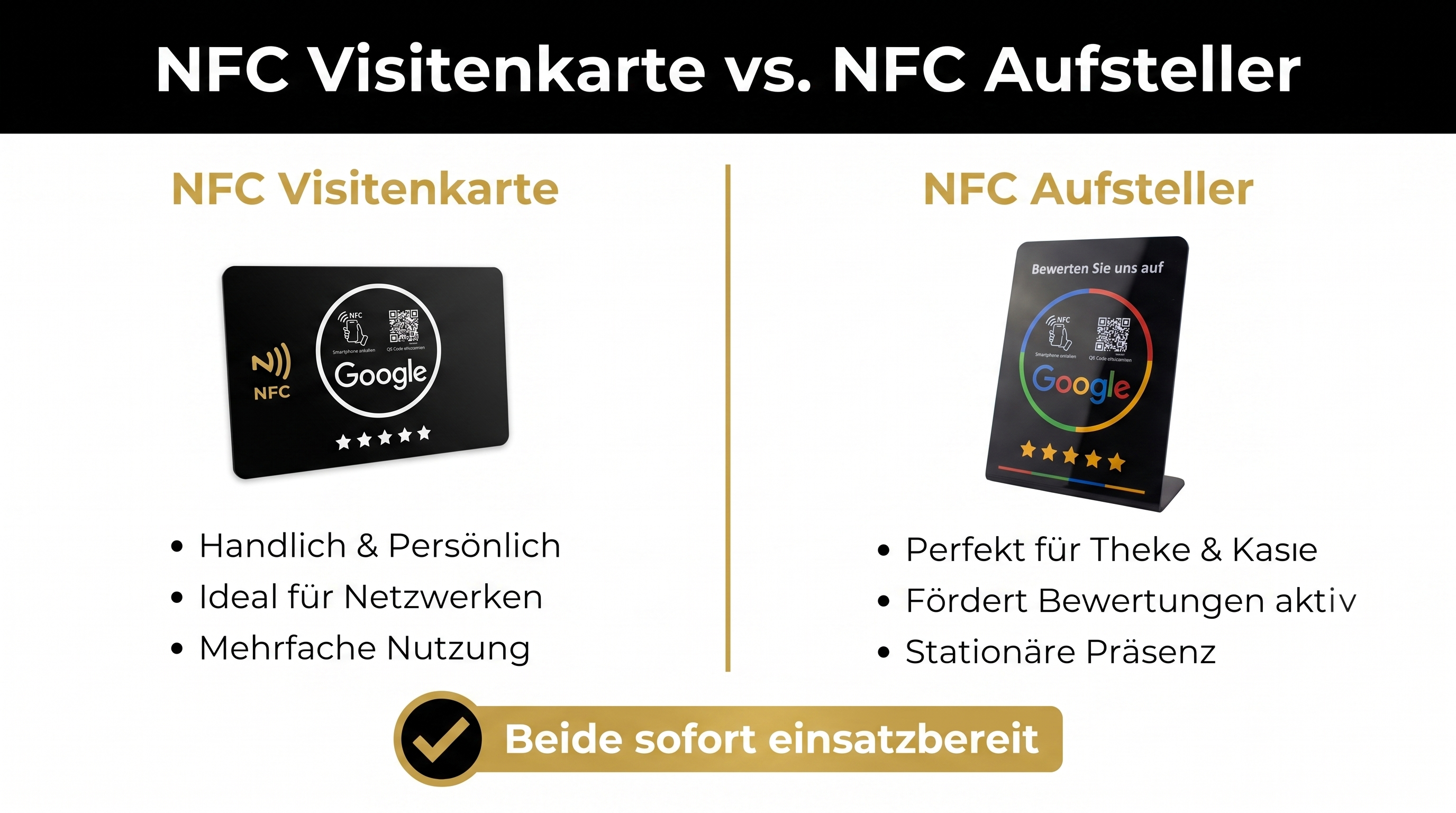 Infografik: NFC Visitenkarte vs. NFC Aufsteller Vergleich