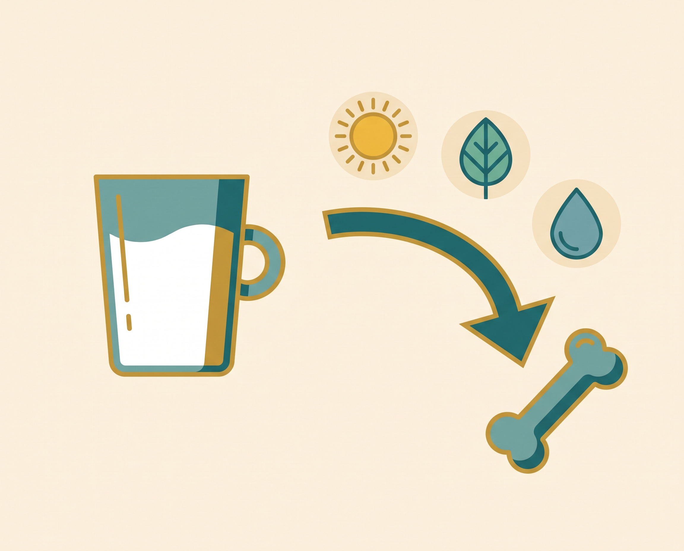 Flat illustration: milk vs D3 + K2