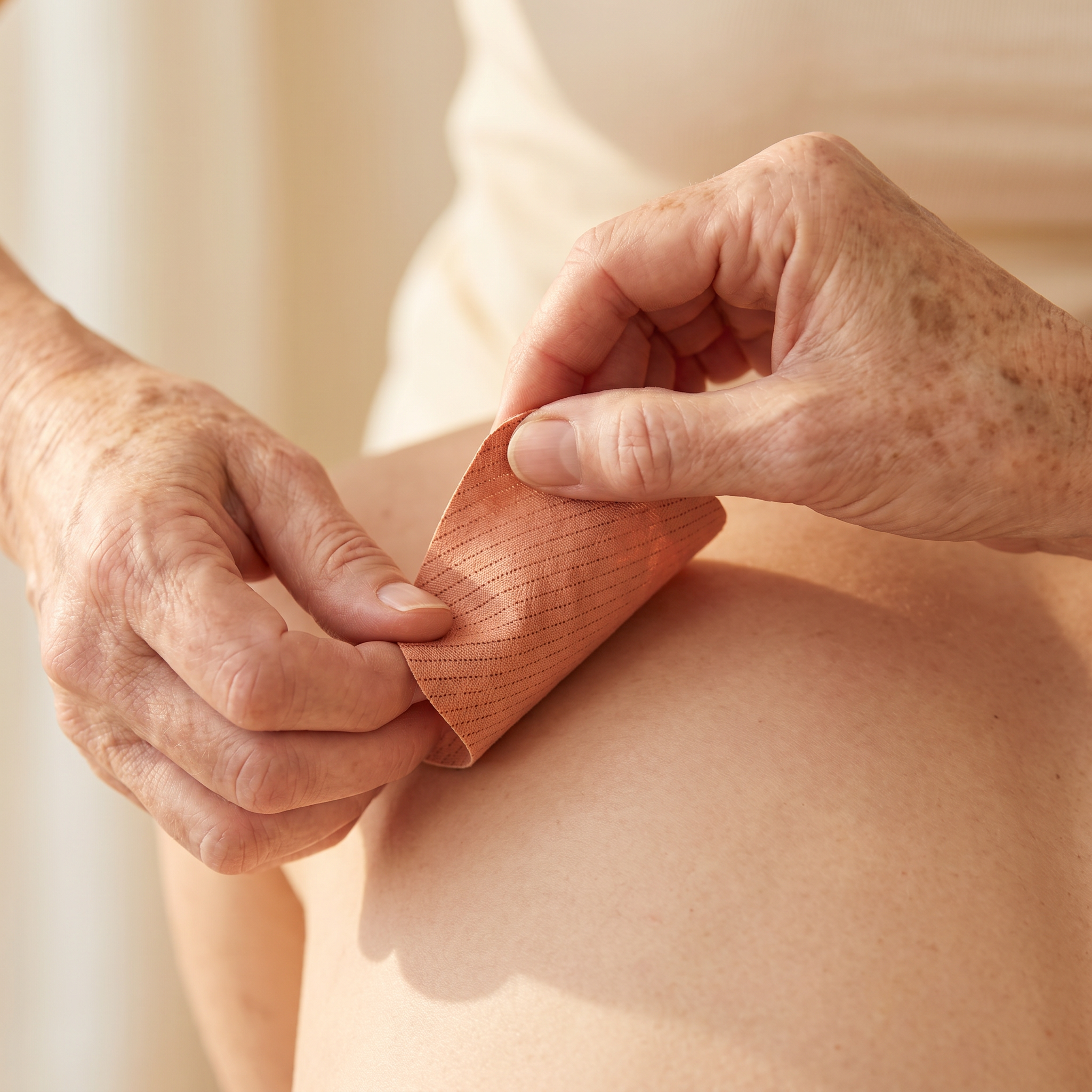 Patch peeling off gently, skin calm underneath