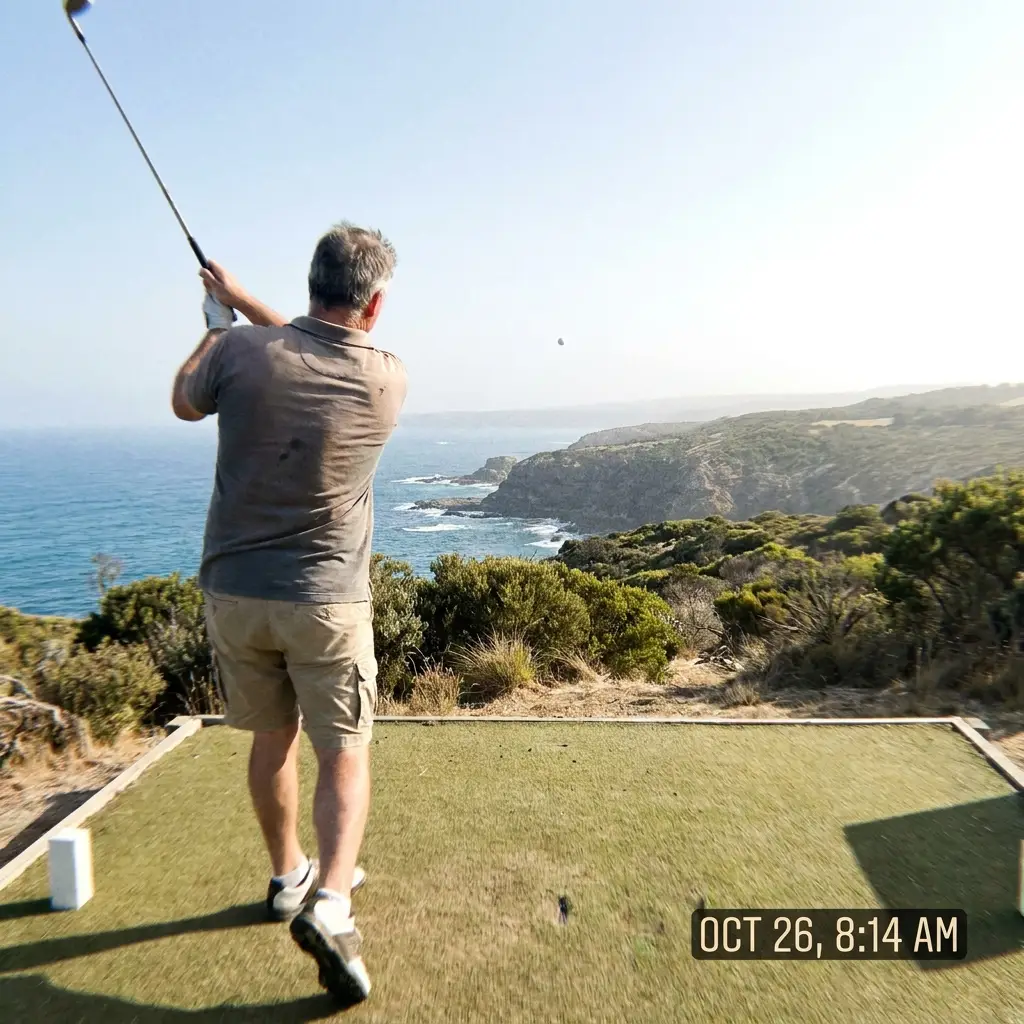 Steve in full follow-through on the tee