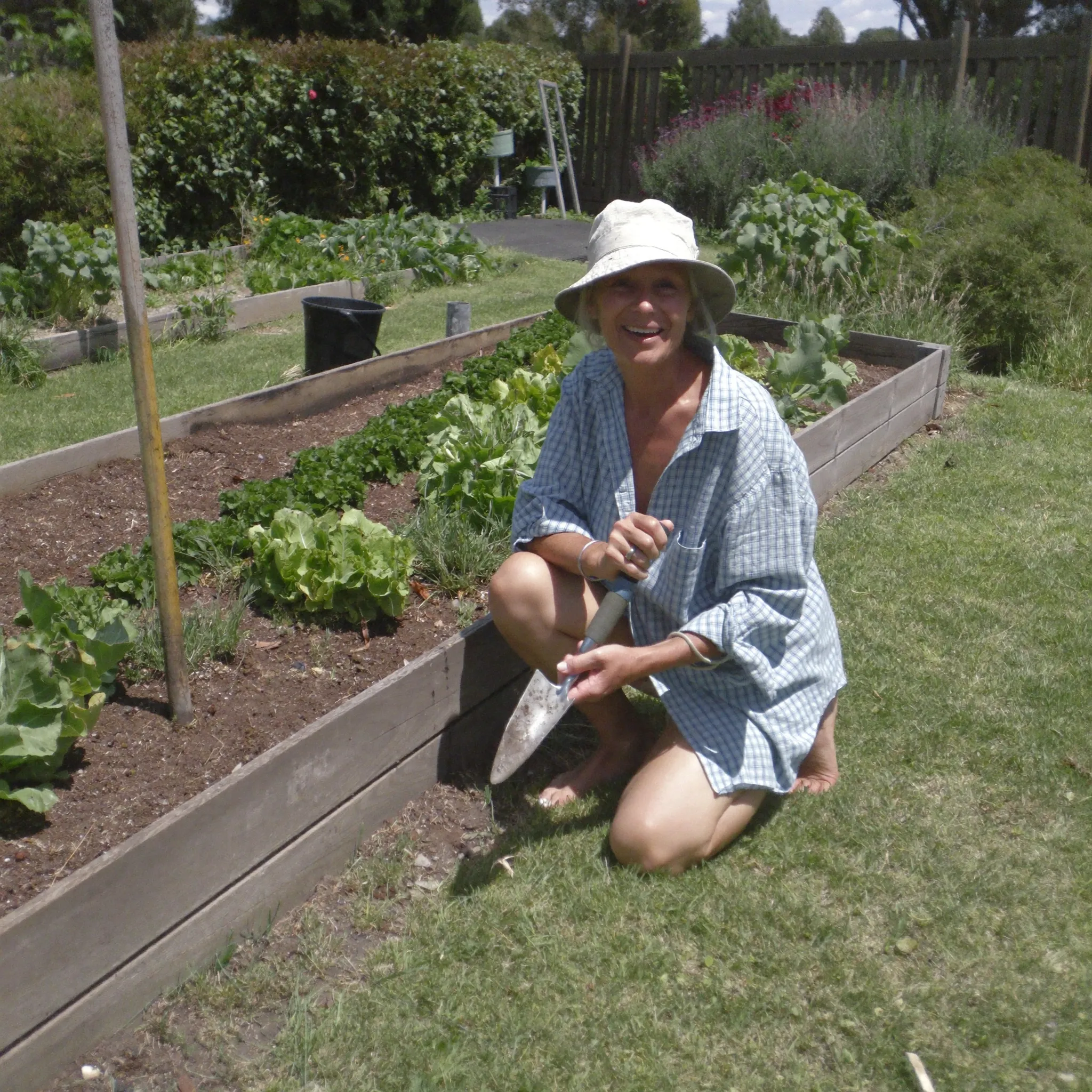 Margaret in her vegetable garden