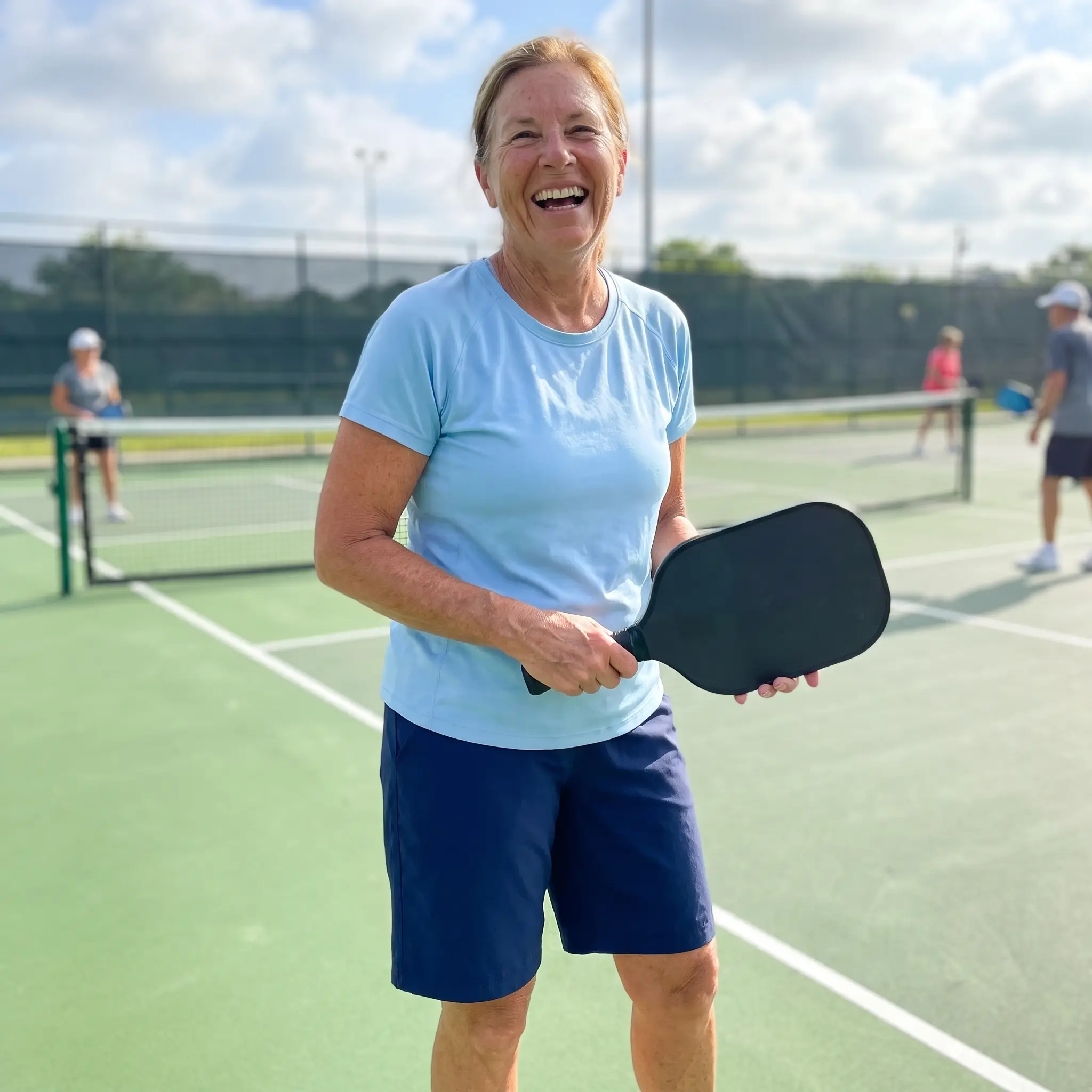 Sandy on the pickleball court