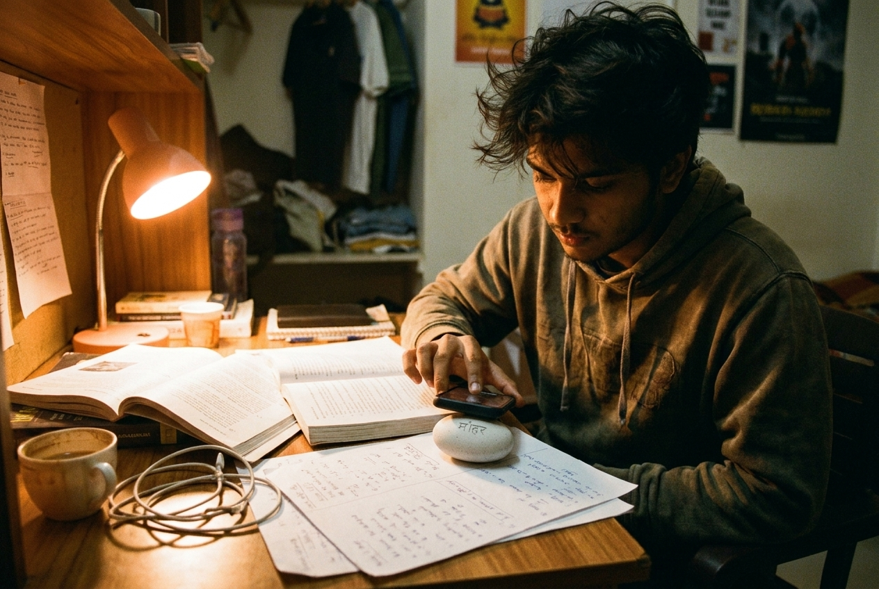 Student studying without distraction