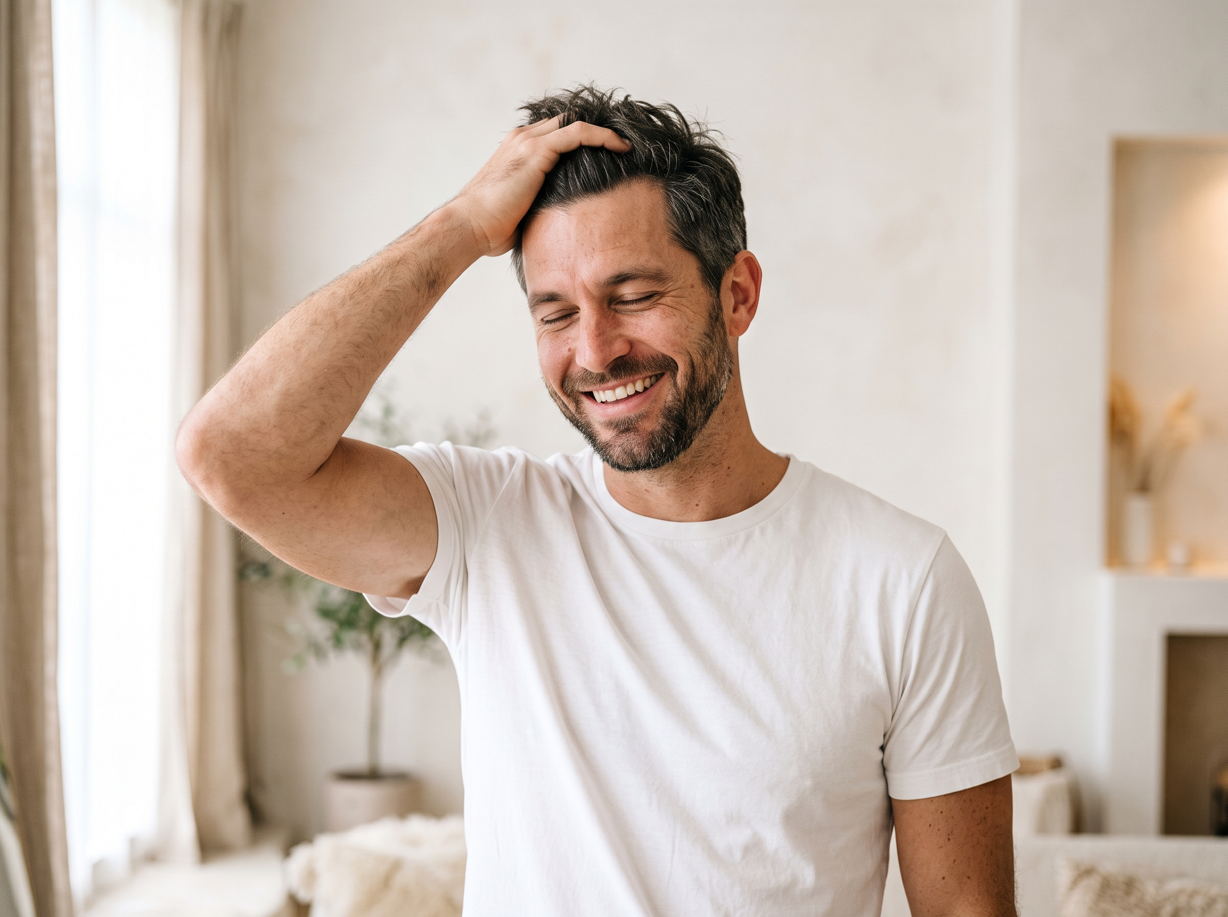 Man with restored, healthy hair