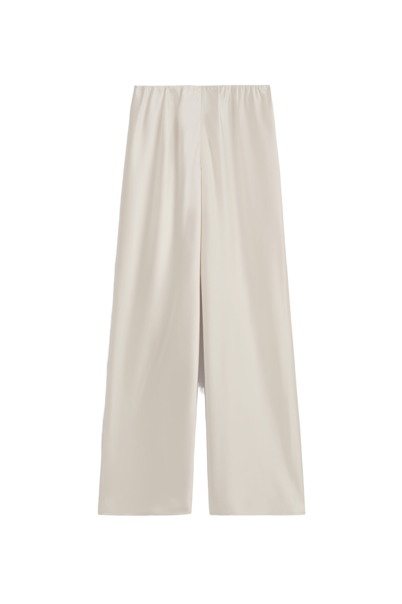 Satin Wide-Leg Trousers - Ecru