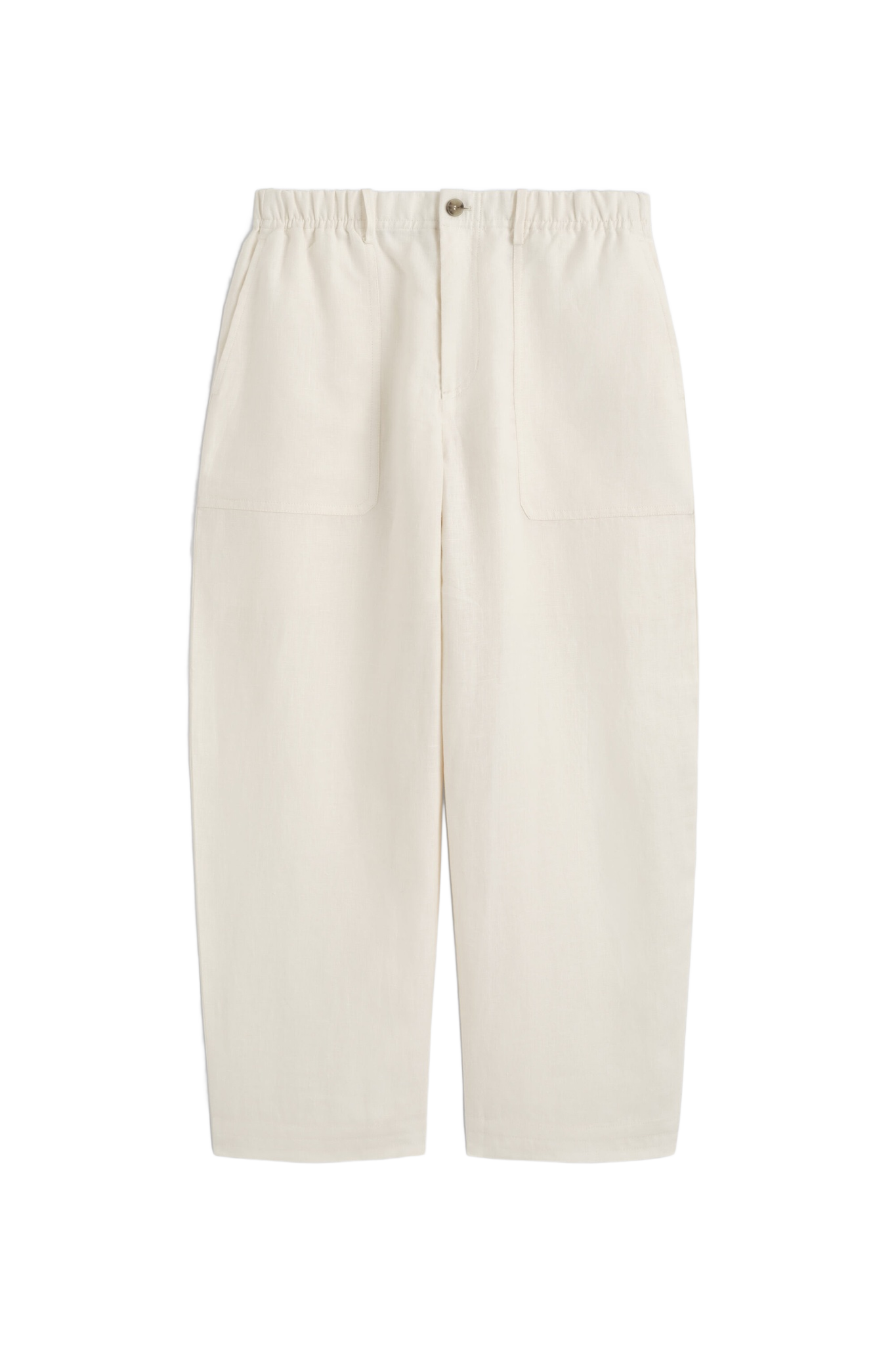 Linen Relaxed-Fit Barrel-Leg Trousers