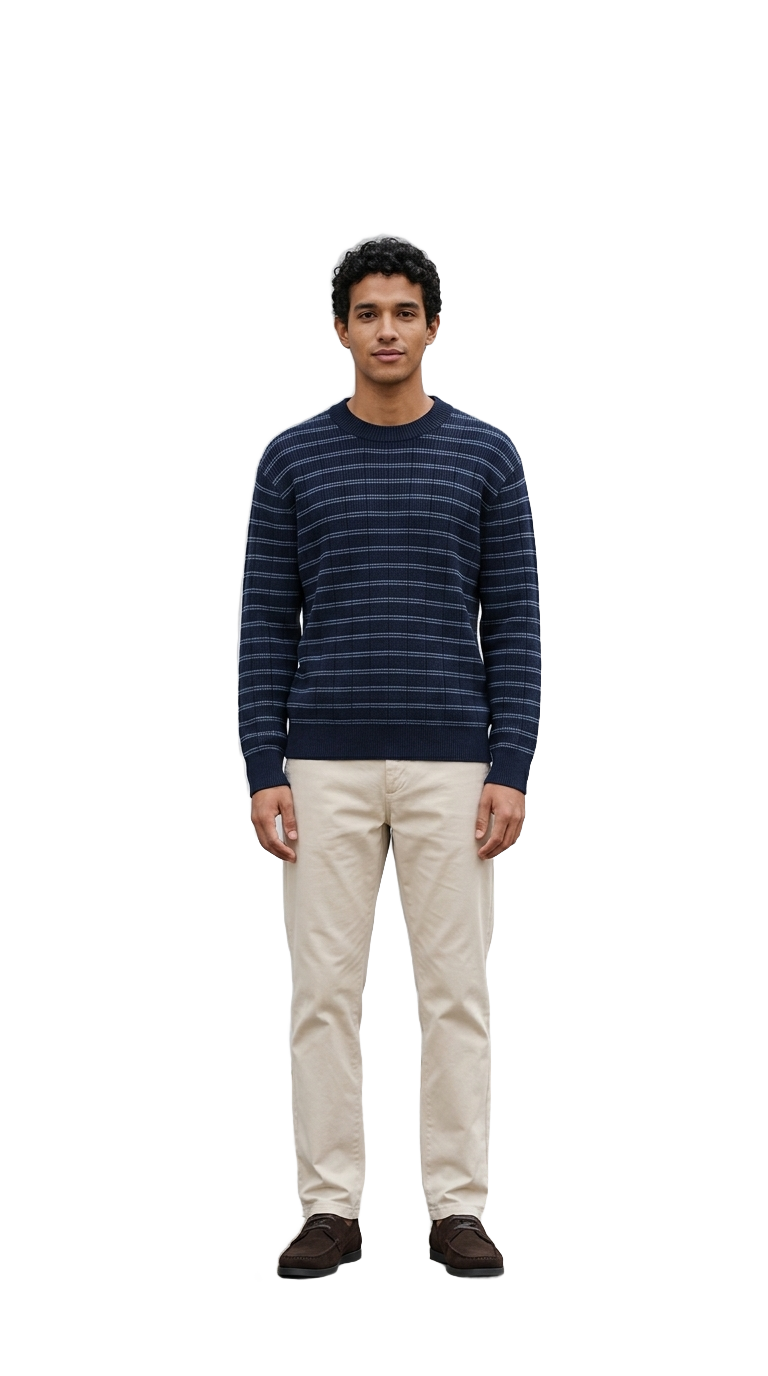 Navy Stripes, Stone Chinos