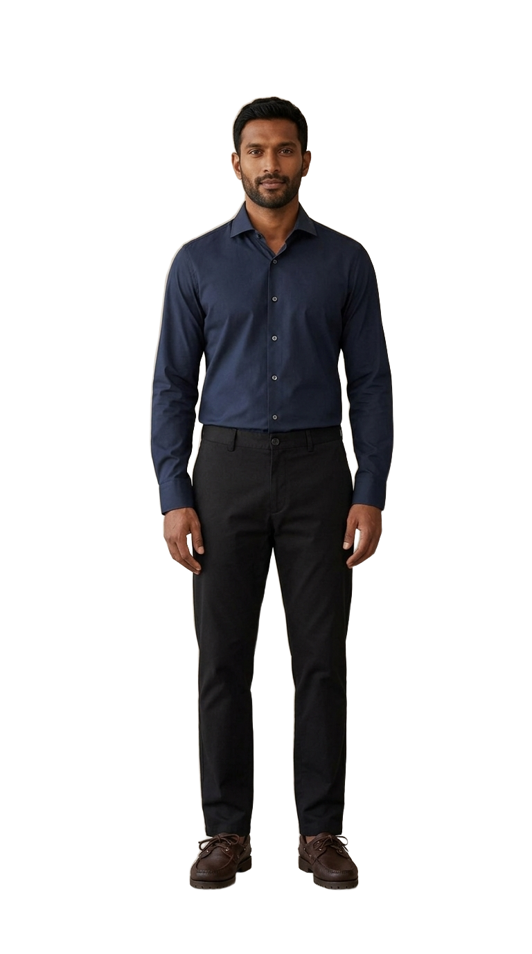 Dark Shirt, Boat Shoes