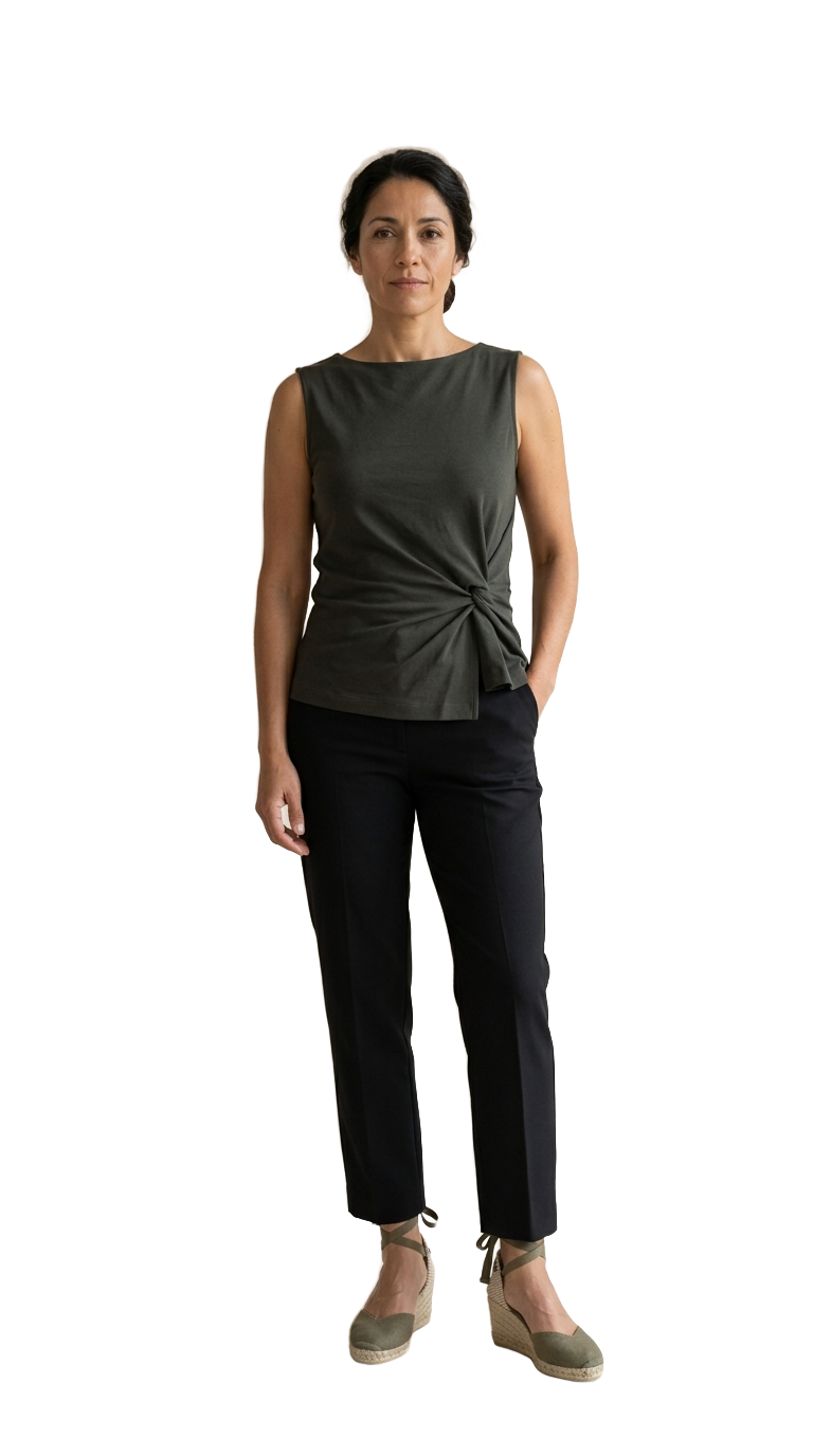 Boat Neck, Black Straight Leg
