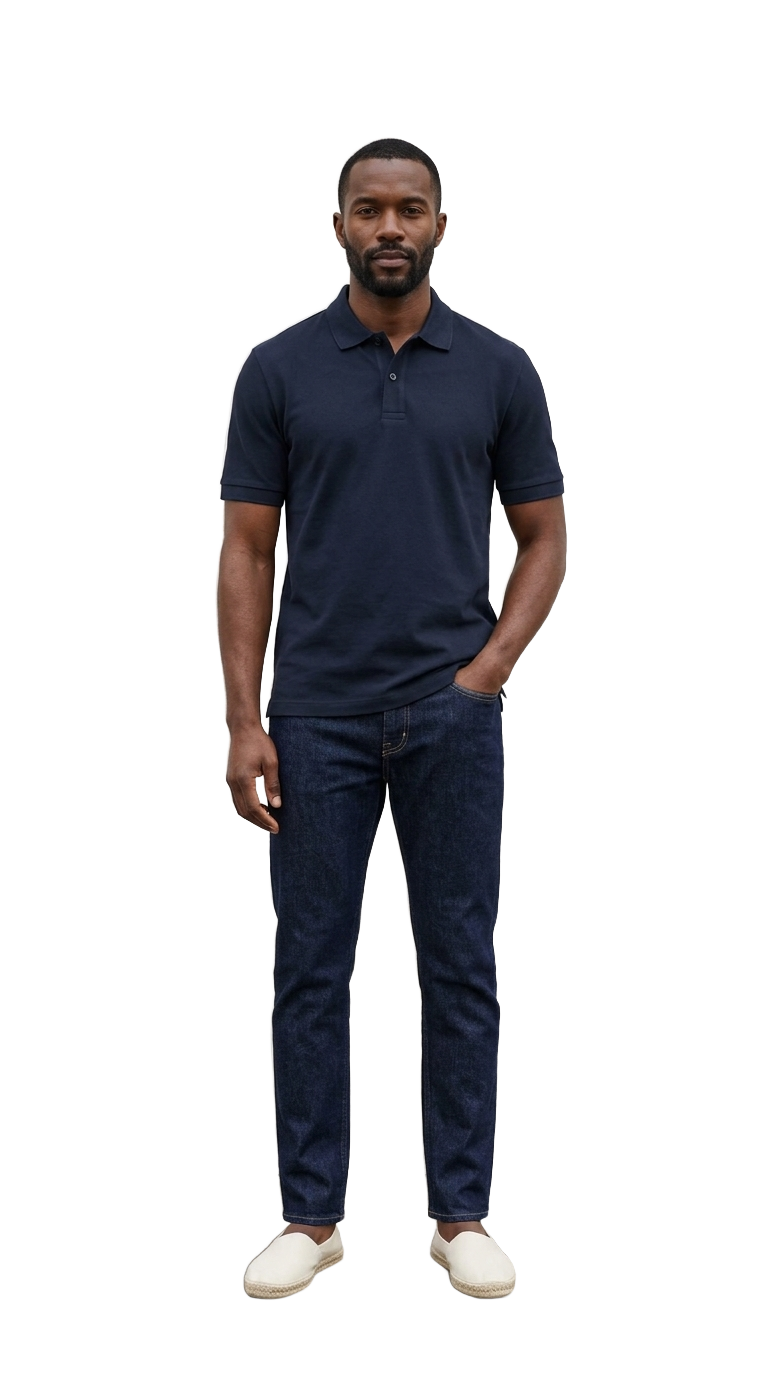 Navy Polo, Ivory Espadrilles