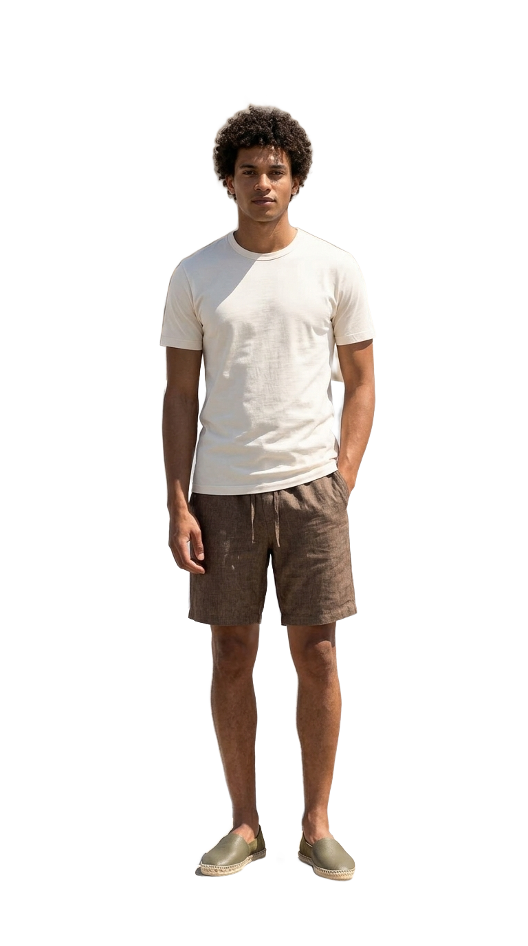 Linen Shorts, Cream Tee