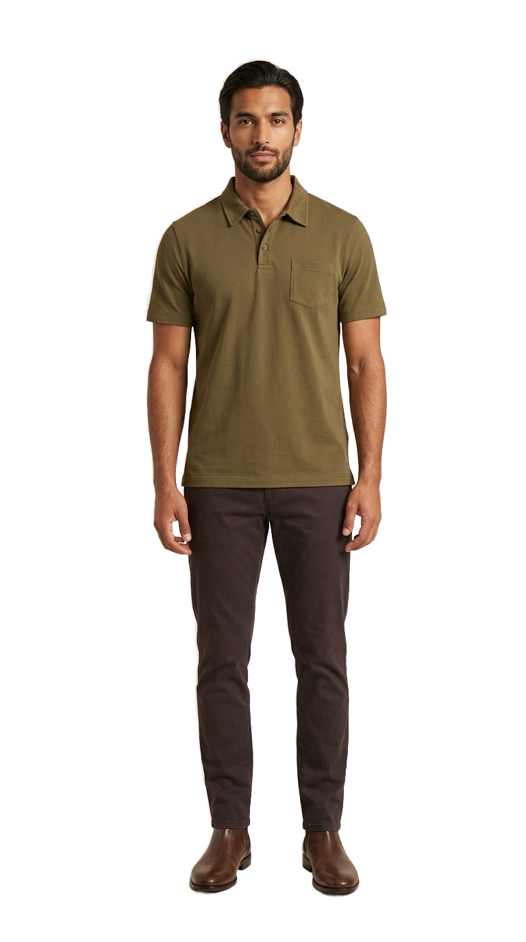 Loden Polo, Brown Chelsea