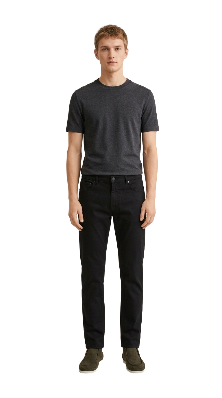Charcoal Tee, Olive Suede