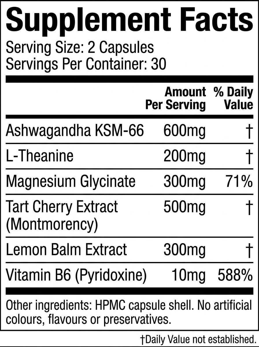 CLARIA Sleep Formula supplement facts label