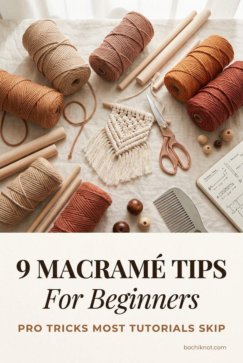 9 Macramé Tips for Beginners — Pro Tricks Most Tutorials Skip — Bochiknot Pinterest pin
