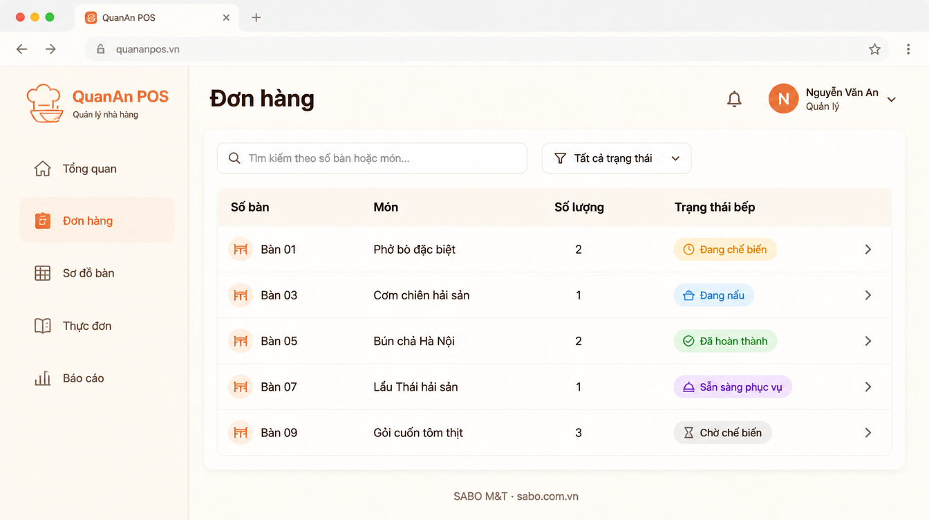 Giao diện web nhà hàng — màn 7