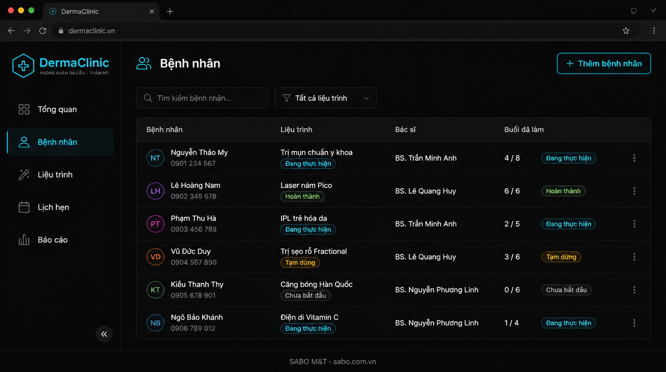 Giao diện web phòng khám da liễu – thẩm mỹ — màn 7