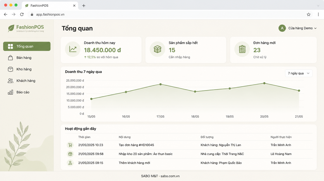 Giao diện web cửa hàng thời trang — màn 6