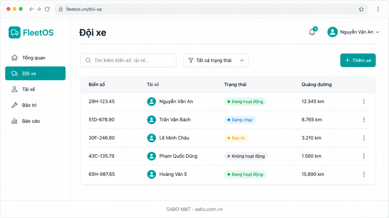 Giao diện web vận tải – đội xe — màn 7