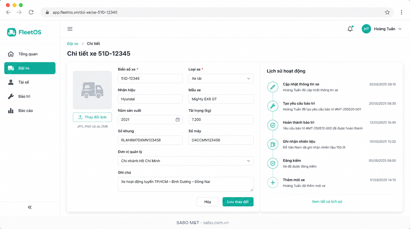 Giao diện web vận tải – đội xe — màn 8