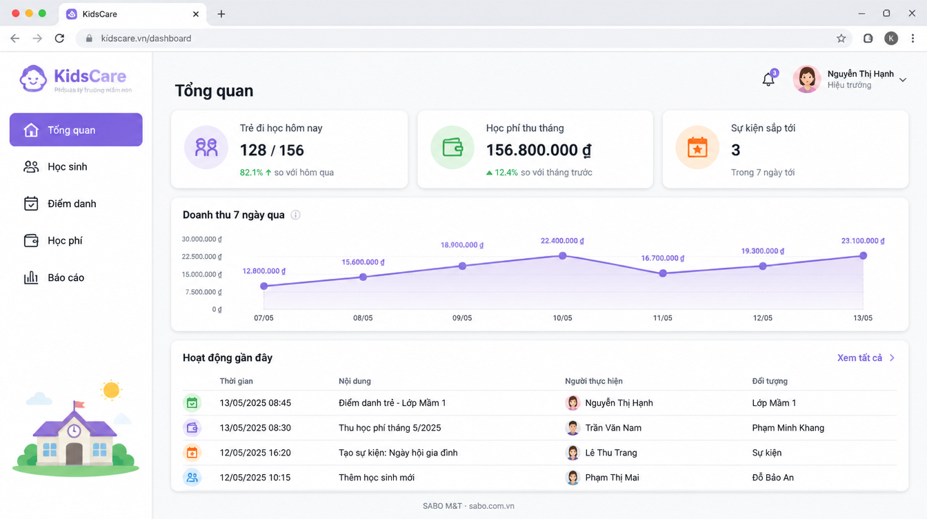 Giao diện web trường mầm non — màn 6