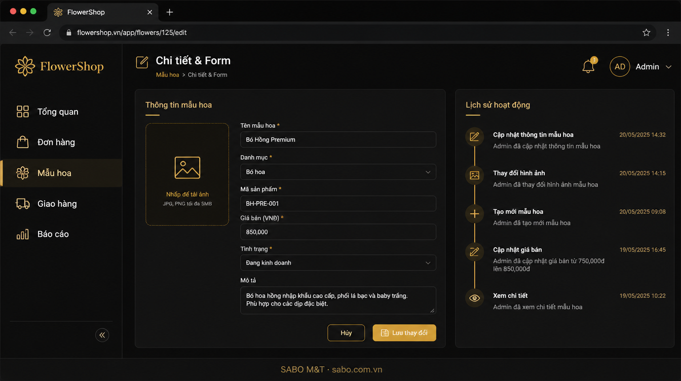 Giao diện web cửa hàng hoa tươi — màn 8