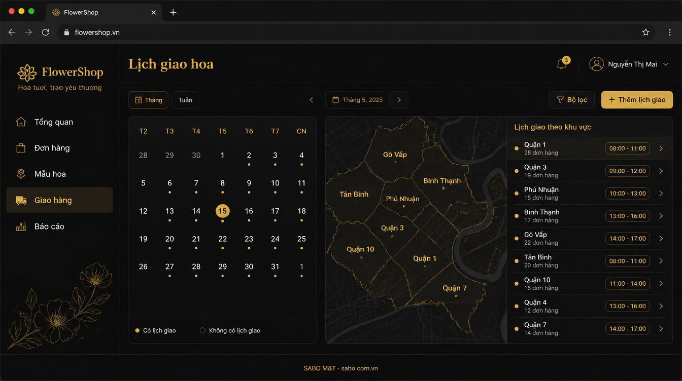 Giao diện web cửa hàng hoa tươi — màn 9