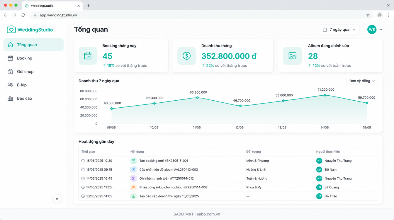 Giao diện web studio chụp ảnh cưới — màn 6