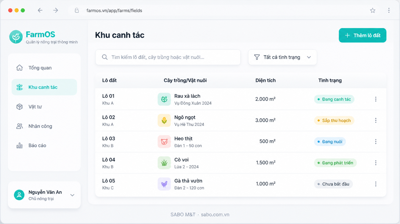 Giao diện web nông trại – trang trại — màn 7