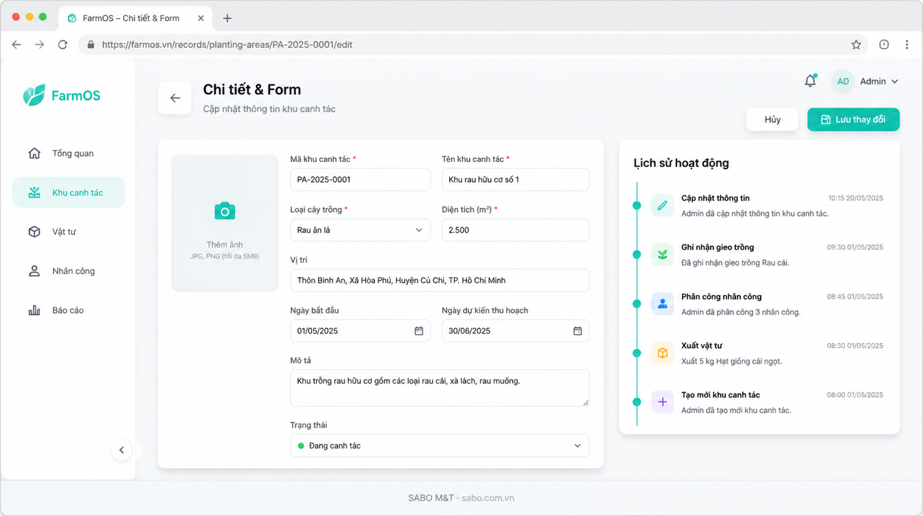 Giao diện web nông trại – trang trại — màn 8
