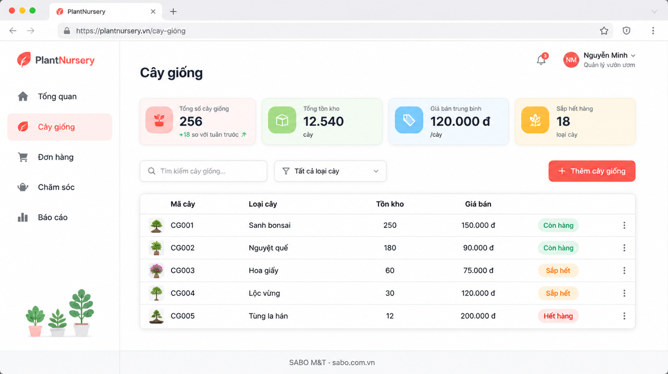 Giao diện web vườn ươm cây cảnh — màn 7