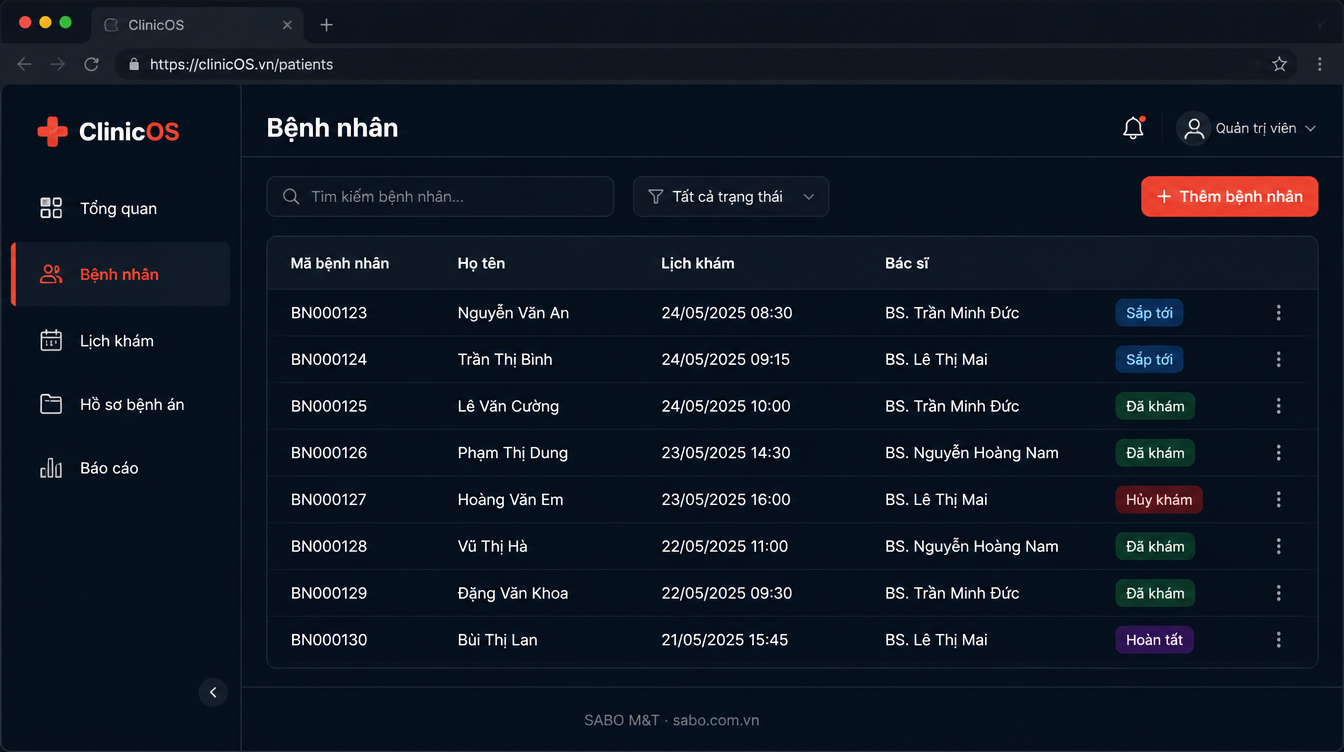 Giao diện web phòng khám đa khoa — màn 7
