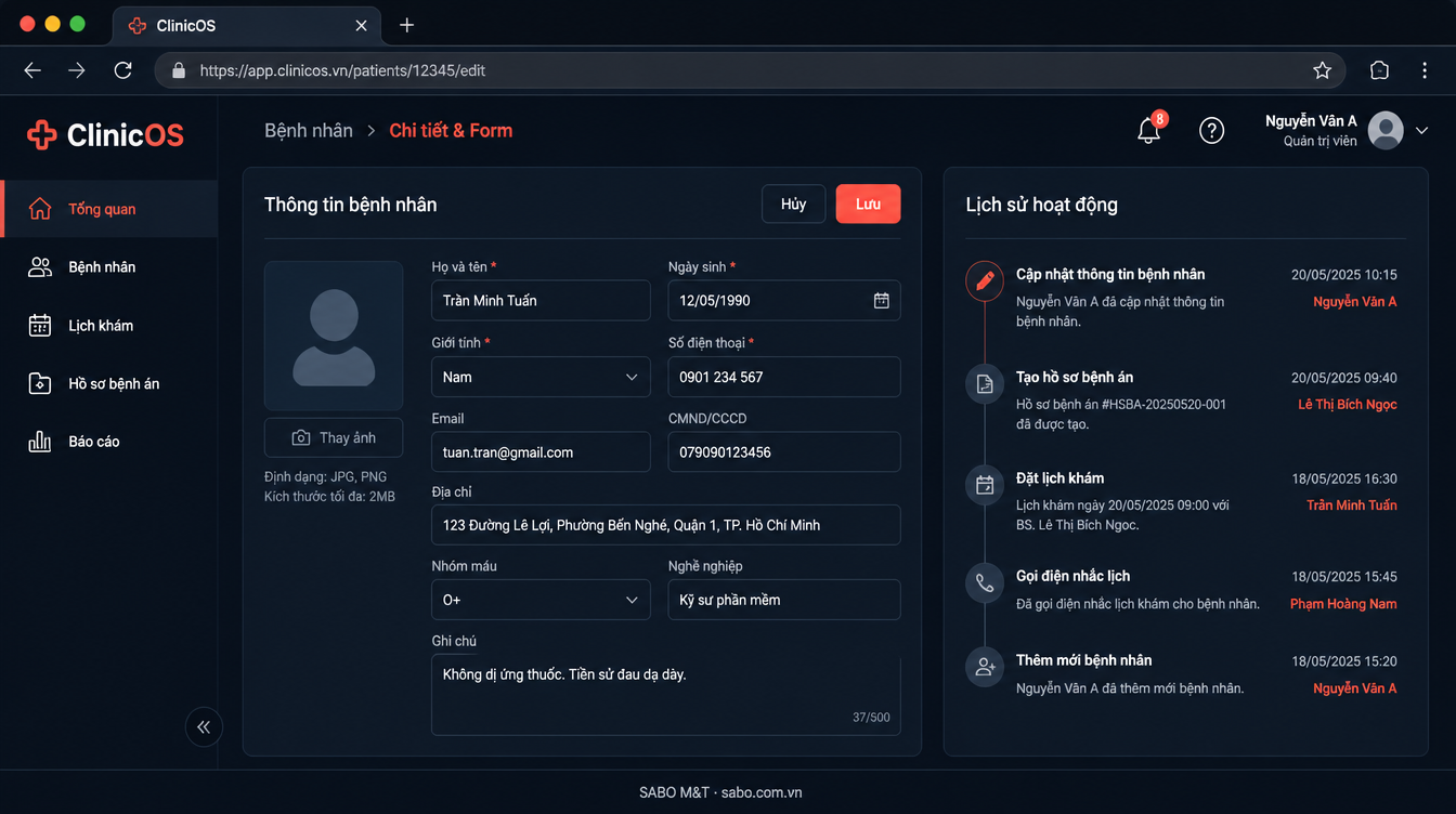 Giao diện web phòng khám đa khoa — màn 8