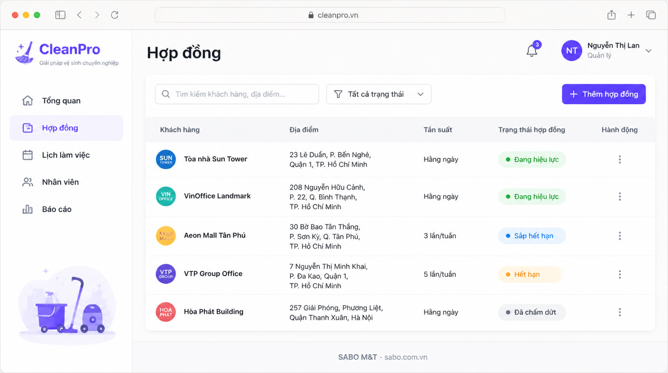 Giao diện web công ty vệ sinh công nghiệp — màn 7