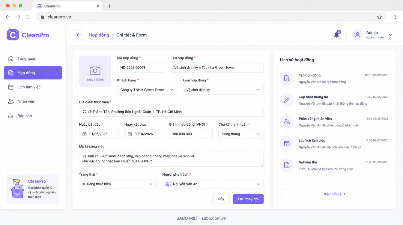 Giao diện web công ty vệ sinh công nghiệp — màn 8