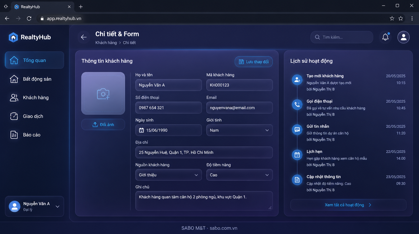 Giao diện web đại lý bất động sản — màn 8