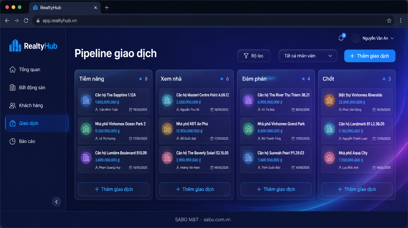 Giao diện web đại lý bất động sản — màn 9
