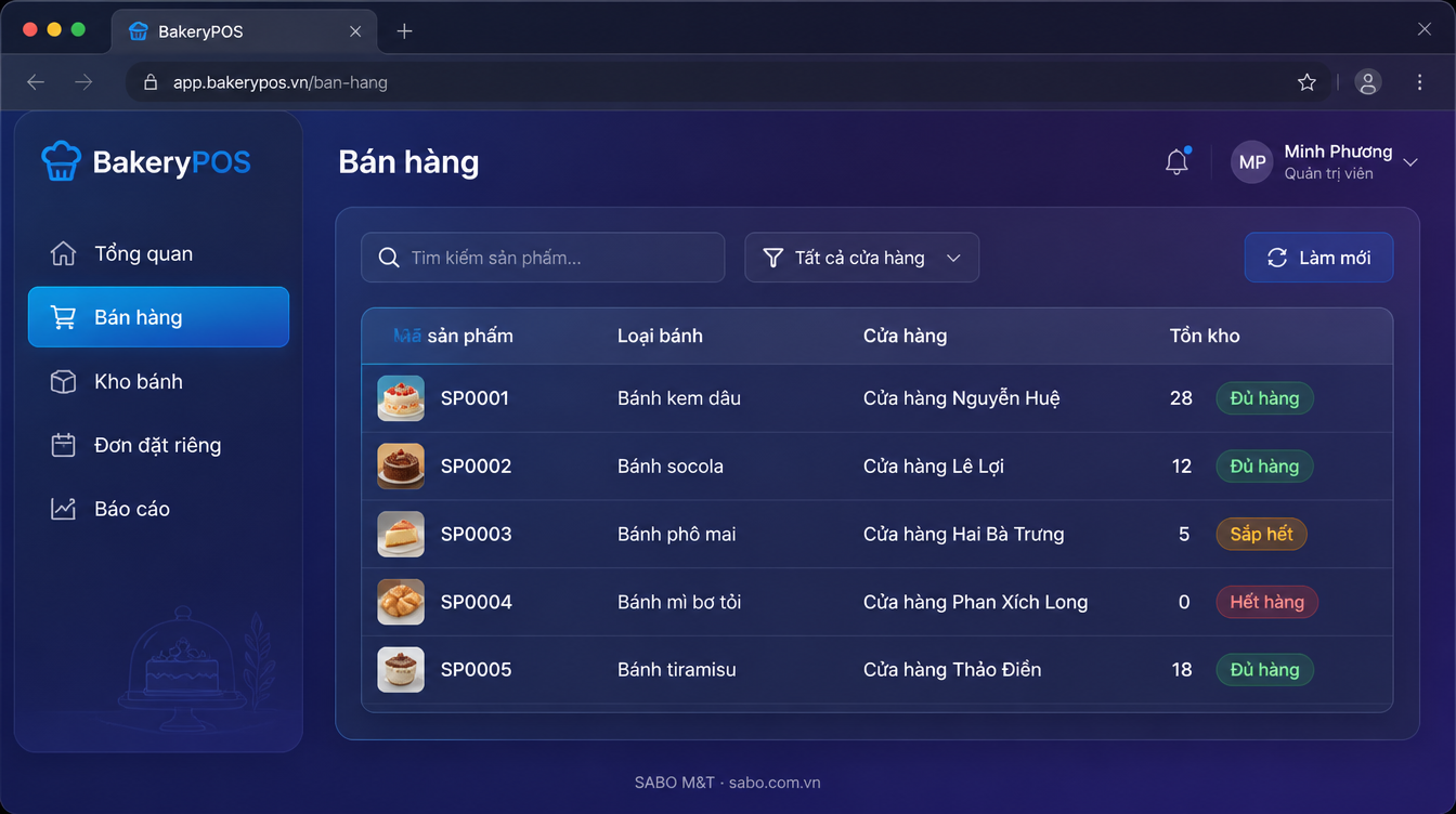 Giao diện web chuỗi cửa hàng bánh — màn 7