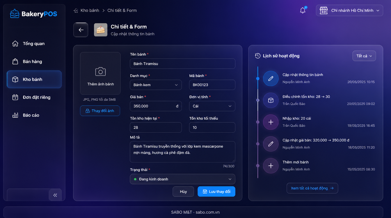 Giao diện web chuỗi cửa hàng bánh — màn 8