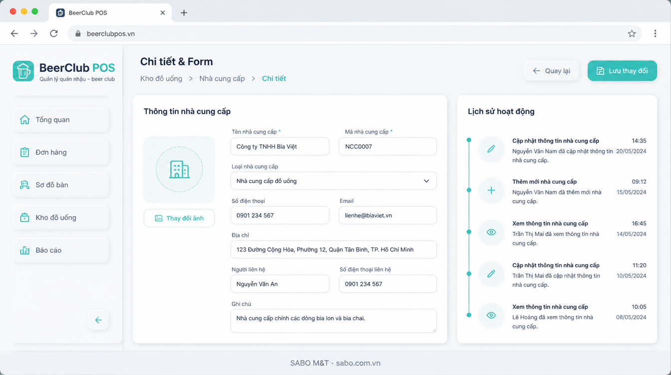 Giao diện web quán nhậu – beer club — màn 8