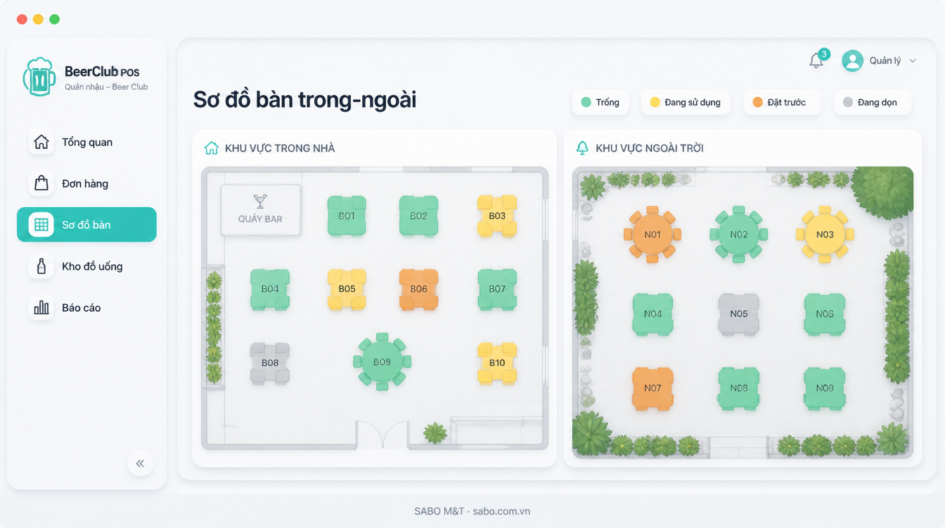 Giao diện web quán nhậu – beer club — màn 9