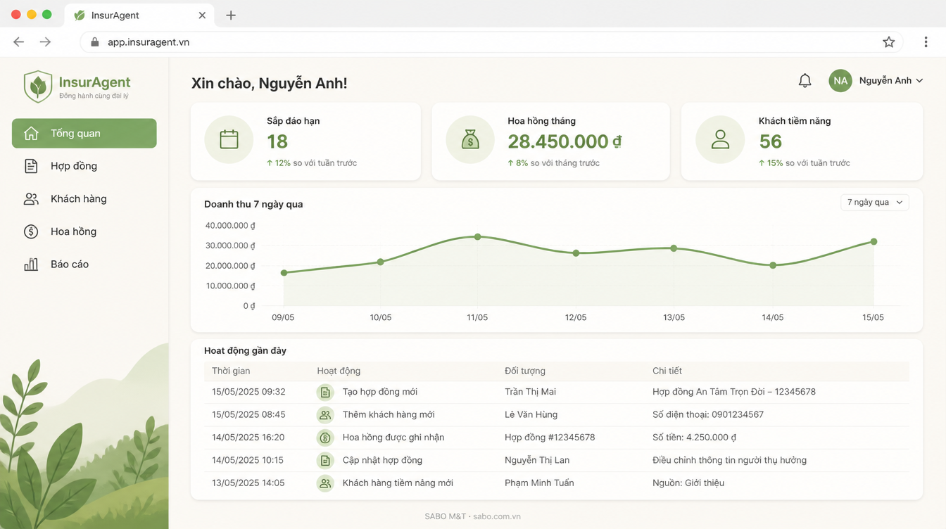 Giao diện web đại lý bảo hiểm — màn 6