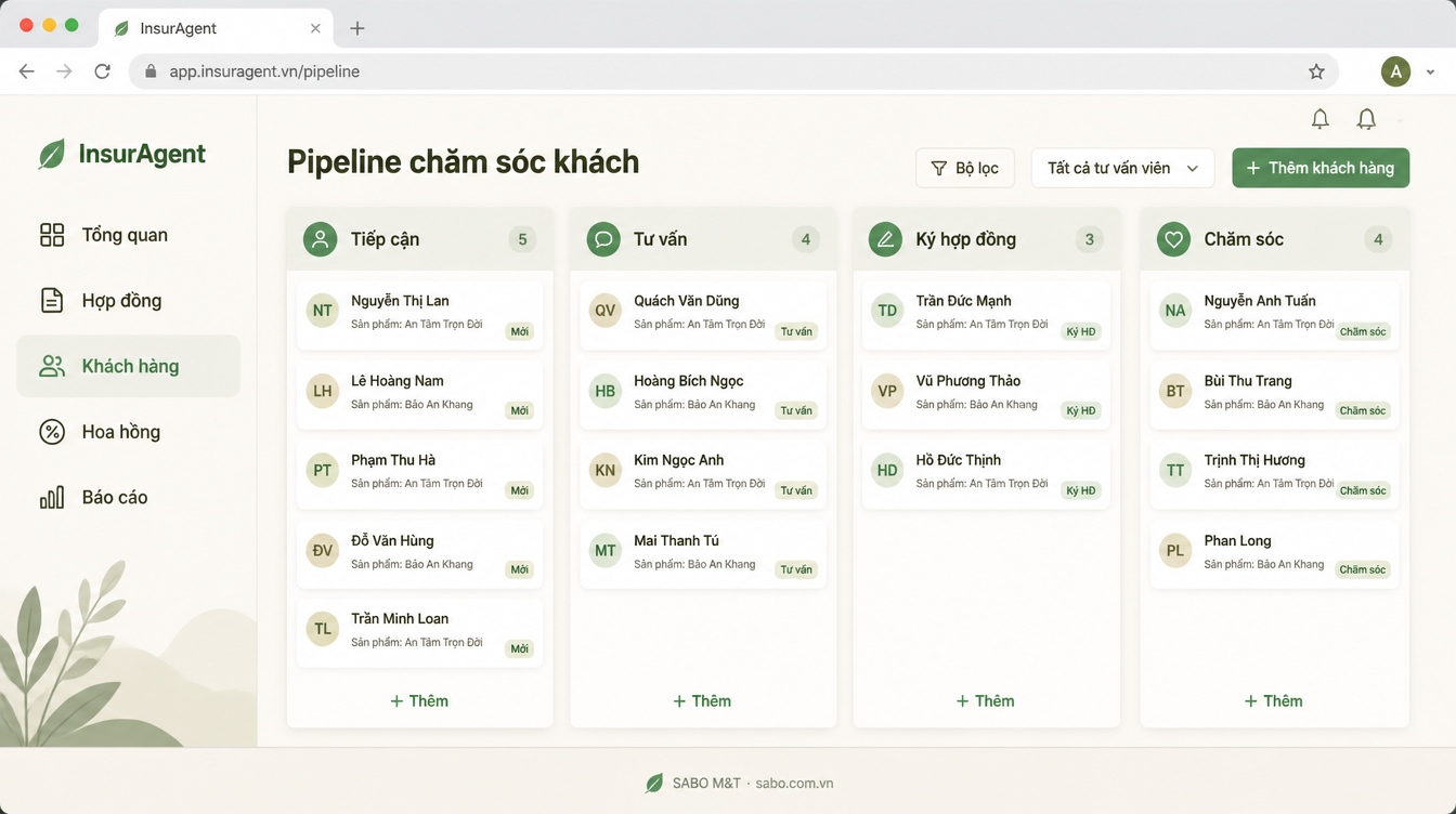 Giao diện web đại lý bảo hiểm — màn 9