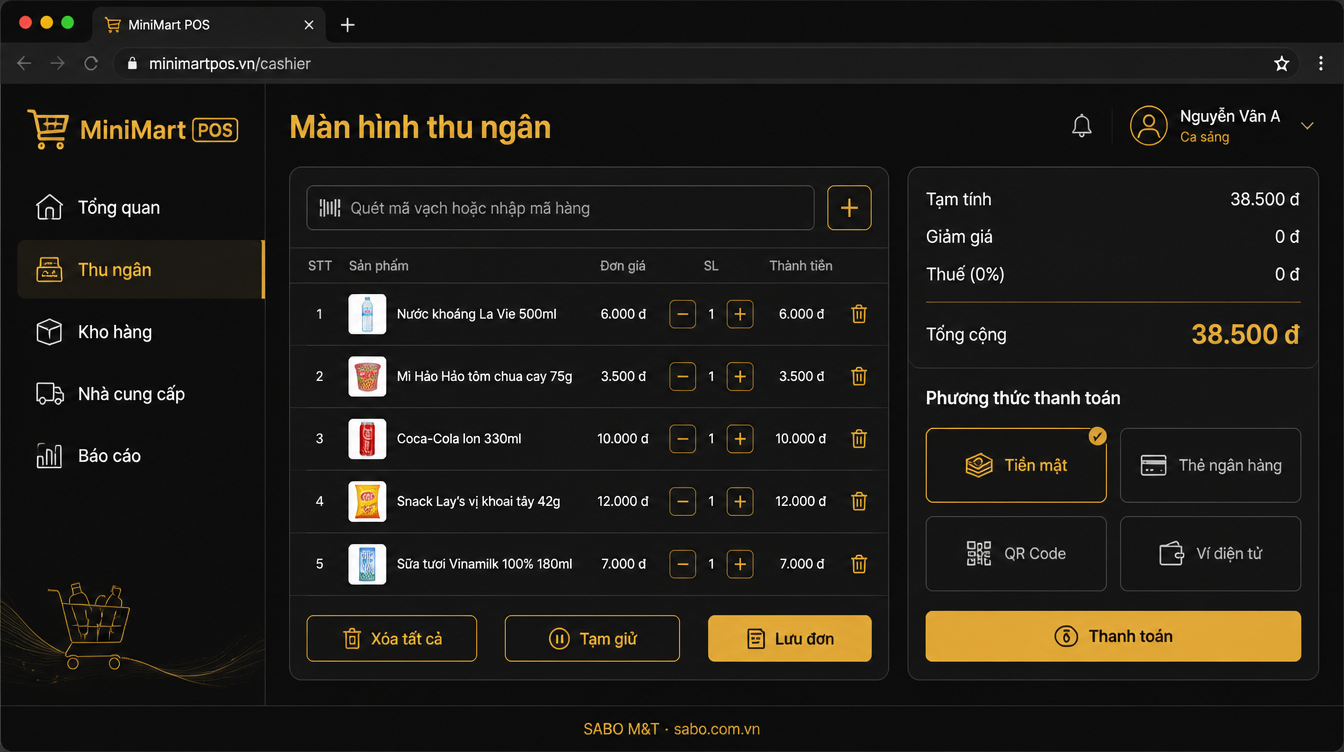 Giao diện web siêu thị mini – cửa hàng tiện lợi — màn 9