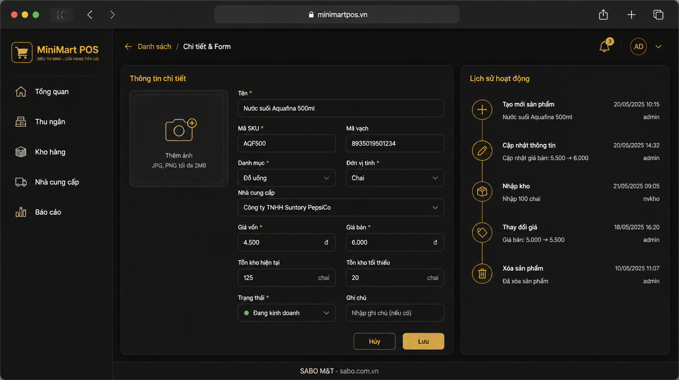 Giao diện web siêu thị mini – cửa hàng tiện lợi — màn 8