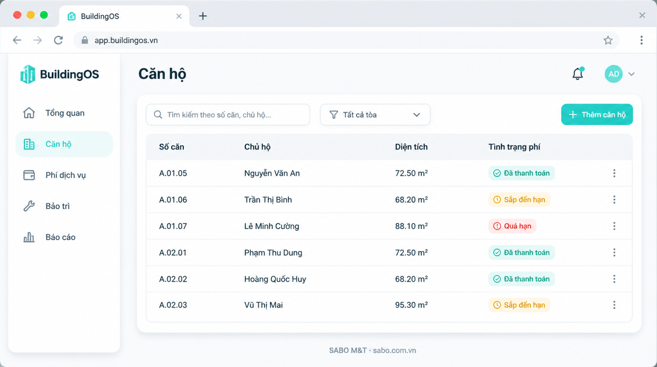 Giao diện web chung cư – tòa nhà — màn 7