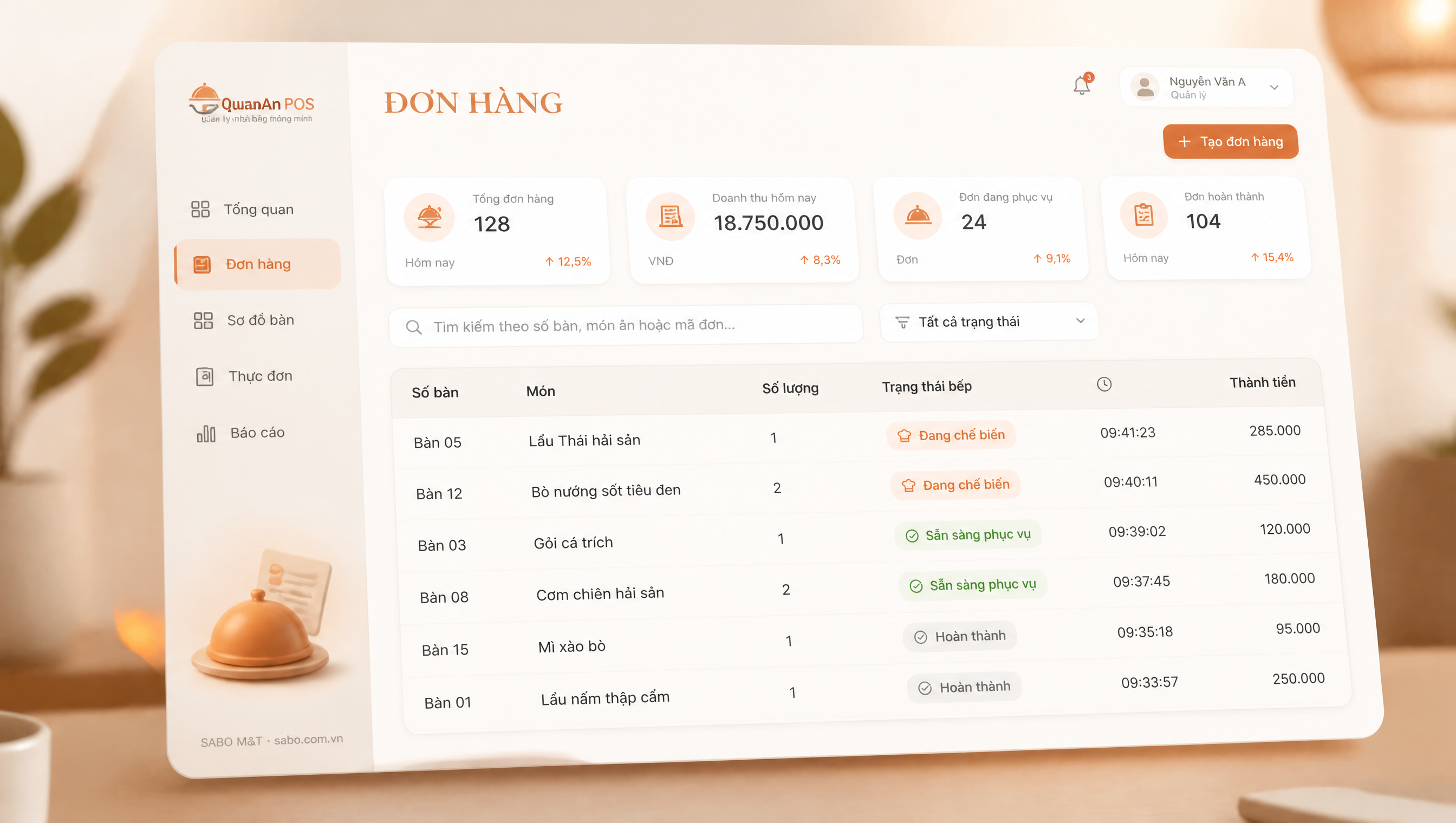 Giao diện web nhà hàng — màn 2