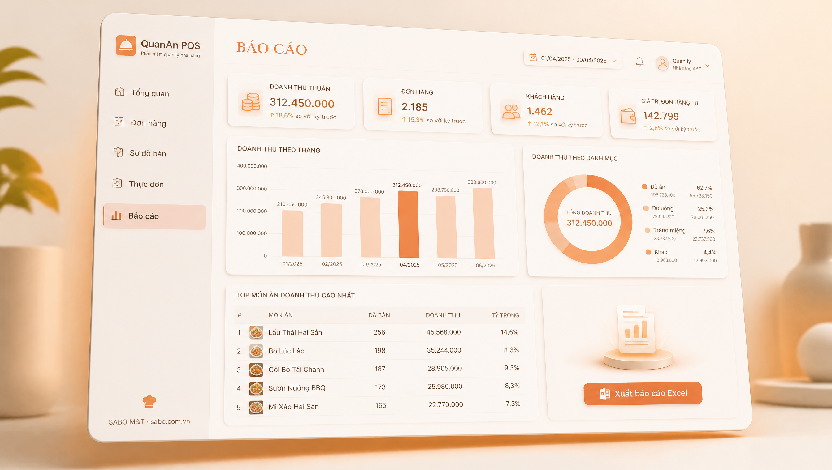 Giao diện web nhà hàng — màn 5